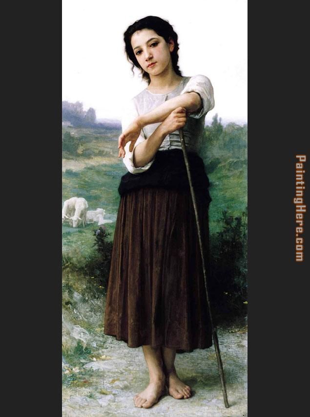 Young Shepherdess Standing painting - William Bouguereau Young Shepherdess Standing art painting